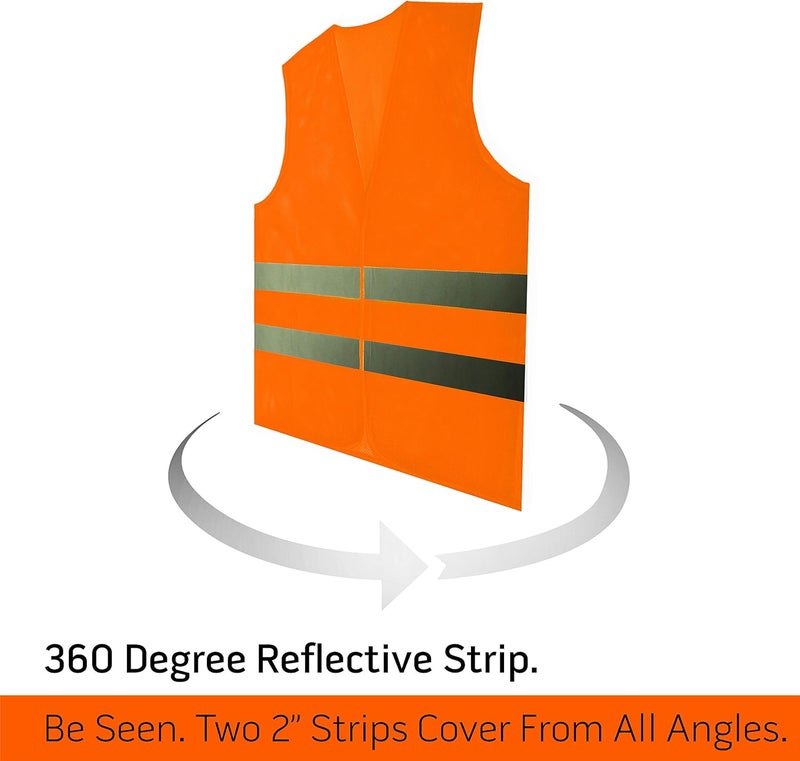 PeerBasics Safety Vests 12 Pack - Orange Reflective High Visibility, Hi Vis Silver Strip, Men Women, Work, Cycling, Runner, Surveyor, Volunteer, Crossing Guard, Road, Construction, Neon - Image 3